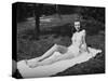 Sixteen Year Old Girl Sun Tans on a Blanket, Ca. 1944-null-Stretched Canvas
