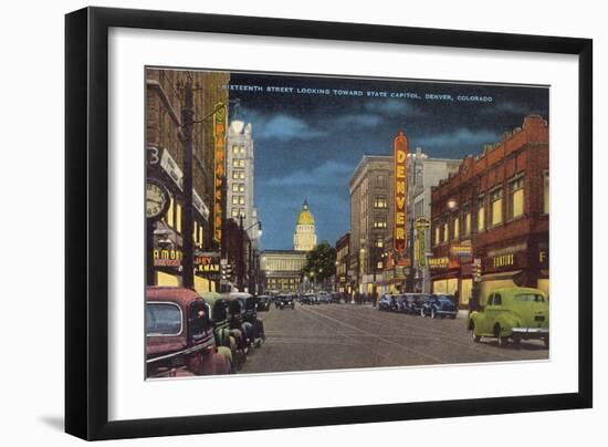 Sixteenth Street at Night, Denver-null-Framed Art Print