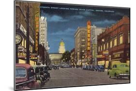 Sixteenth Street at Night, Denver-null-Mounted Art Print