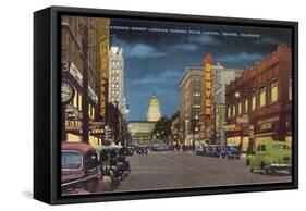 Sixteenth Street at Night, Denver-null-Framed Stretched Canvas