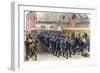 Sixth Massachusetts Regiment Leaving Jersey City by Train for the Civil War, c.1861-null-Framed Giclee Print