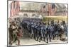 Sixth Massachusetts Regiment Leaving Jersey City by Train for the Civil War, c.1861-null-Mounted Giclee Print
