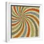 Sixties or Early Seventies Retro Grungy Sunburst Swirl-clearviewstock-Framed Art Print