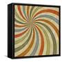 Sixties or Early Seventies Retro Grungy Sunburst Swirl-clearviewstock-Framed Stretched Canvas