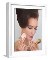 Sixties Woman with Compact-null-Framed Art Print