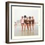 Sixties Women with Wild Bathing Caps-null-Framed Art Print