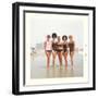 Sixties Women with Wild Bathing Caps-null-Framed Art Print