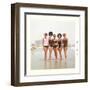 Sixties Women with Wild Bathing Caps-null-Framed Art Print