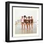 Sixties Women with Wild Bathing Caps-null-Framed Art Print