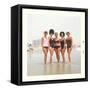 Sixties Women with Wild Bathing Caps-null-Framed Stretched Canvas