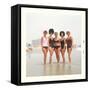Sixties Women with Wild Bathing Caps-null-Framed Stretched Canvas