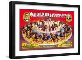 Sixty-Three Performing Horses in One Ring: Walter L. Main Shows-null-Framed Art Print