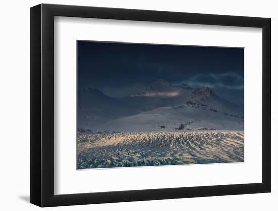 Skaftafellsjokull Glacier with a Mountain During a Dramatic Sunrise-Alex Saberi-Framed Photographic Print