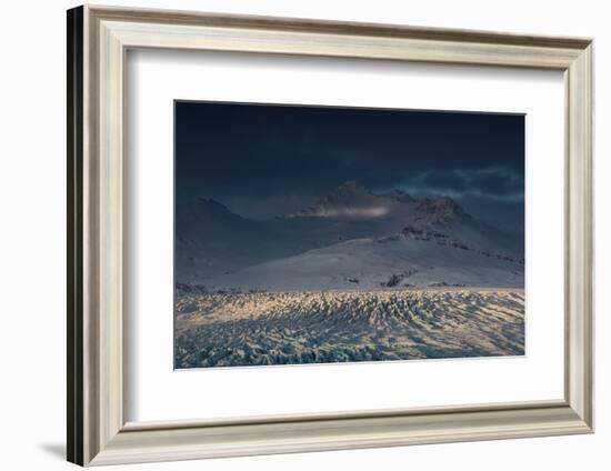 Skaftafellsjokull Glacier with a Mountain During a Dramatic Sunrise-Alex Saberi-Framed Photographic Print