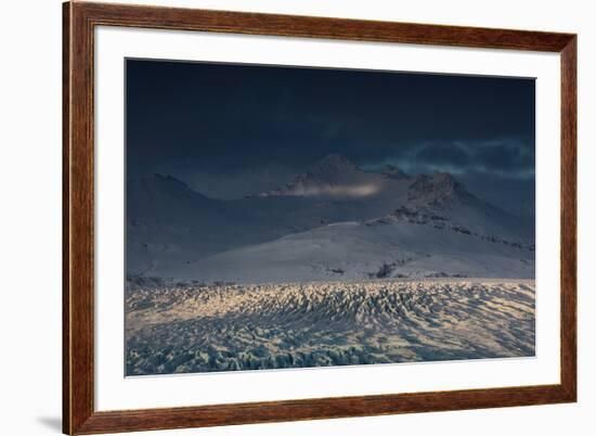 Skaftafellsjokull Glacier with a Mountain During a Dramatic Sunrise-Alex Saberi-Framed Photographic Print