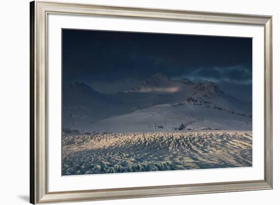 Skaftafellsjokull Glacier with a Mountain During a Dramatic Sunrise-Alex Saberi-Framed Photographic Print