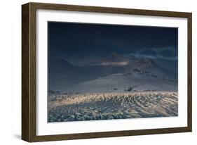 Skaftafellsjokull Glacier with a Mountain During a Dramatic Sunrise-Alex Saberi-Framed Photographic Print