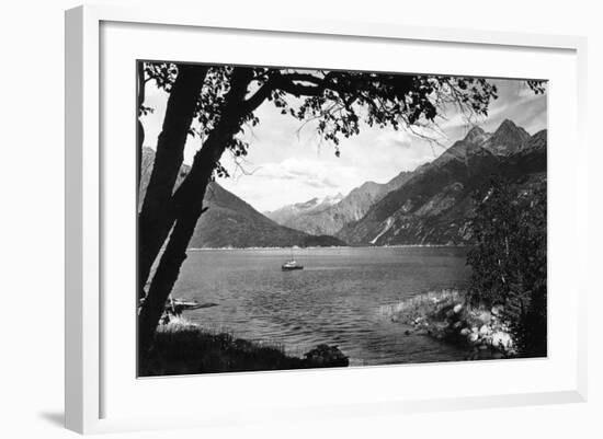 Skagway, Alaska Harbor with Fishing Boat Photograph - Skagway, AK-Lantern Press-Framed Art Print