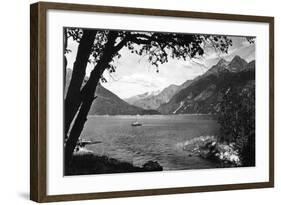 Skagway, Alaska Harbor with Fishing Boat Photograph - Skagway, AK-Lantern Press-Framed Art Print