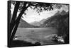 Skagway, Alaska Harbor with Fishing Boat Photograph - Skagway, AK-Lantern Press-Framed Stretched Canvas