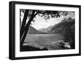 Skagway, Alaska Harbor with Fishing Boat Photograph - Skagway, AK-Lantern Press-Framed Art Print