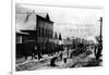 Skagway, Alaska - Laying Railroad Track on Broadway-Lantern Press-Framed Art Print