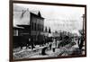 Skagway, Alaska - Laying Railroad Track on Broadway-Lantern Press-Framed Art Print