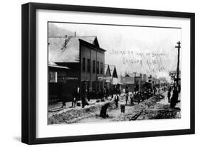 Skagway, Alaska - Laying Railroad Track on Broadway-Lantern Press-Framed Art Print