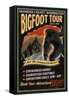 Skamania County, Washington - Bigfoot Tours - Vintage Sign-Lantern Press-Framed Stretched Canvas