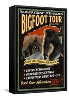 Skamania County, Washington - Bigfoot Tours - Vintage Sign-Lantern Press-Framed Stretched Canvas