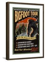 Skamania County, Washington - Bigfoot Tours - Vintage Sign-Lantern Press-Framed Art Print