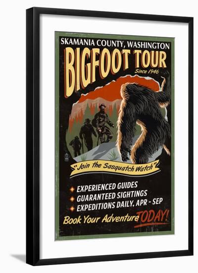 Skamania County, Washington - Bigfoot Tours - Vintage Sign-Lantern Press-Framed Art Print