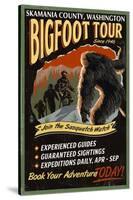 Skamania County, Washington - Bigfoot Tours - Vintage Sign-Lantern Press-Stretched Canvas