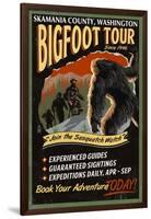 Skamania County, Washington - Bigfoot Tours - Vintage Sign-Lantern Press-Framed Art Print