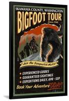 Skamania County, Washington - Bigfoot Tours - Vintage Sign-Lantern Press-Framed Art Print