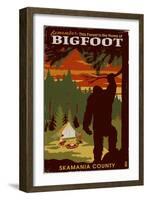 Skamania County, Washington - Home of Bigfoot-Lantern Press-Framed Art Print