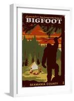 Skamania County, Washington - Home of Bigfoot-Lantern Press-Framed Art Print