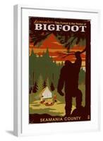 Skamania County, Washington - Home of Bigfoot-Lantern Press-Framed Art Print