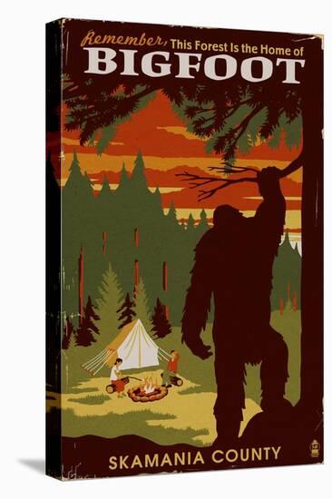 Skamania County, Washington - Home of Bigfoot-Lantern Press-Stretched Canvas