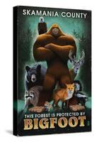 Skamania County, Washington - Respect Our Wildlife - Bigfoot-Lantern Press-Stretched Canvas