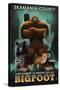 Skamania County, Washington - Respect Our Wildlife - Bigfoot-Lantern Press-Stretched Canvas