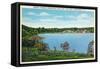 Skaneateles, New York - View of Town from West Lake Road-Lantern Press-Framed Stretched Canvas