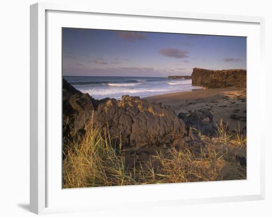 Skardsvik, White-Sand Beach Bordered by Lava Flows in the North of Snaefellsjokull National Park-Patrick Dieudonne-Framed Photographic Print