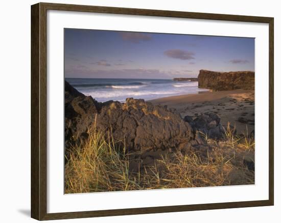 Skardsvik, White-Sand Beach Bordered by Lava Flows in the North of Snaefellsjokull National Park-Patrick Dieudonne-Framed Photographic Print