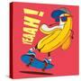 Skate and Cartoon Skater Banana Vector Character-braingraph-Stretched Canvas