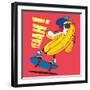 Skate and Cartoon Skater Banana Vector Character-braingraph-Framed Art Print