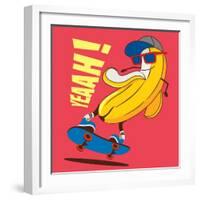 Skate and Cartoon Skater Banana Vector Character-braingraph-Framed Art Print