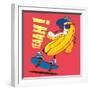 Skate and Cartoon Skater Banana Vector Character-braingraph-Framed Art Print