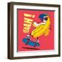 Skate and Cartoon Skater Banana Vector Character-braingraph-Framed Art Print