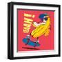 Skate and Cartoon Skater Banana Vector Character-braingraph-Framed Art Print